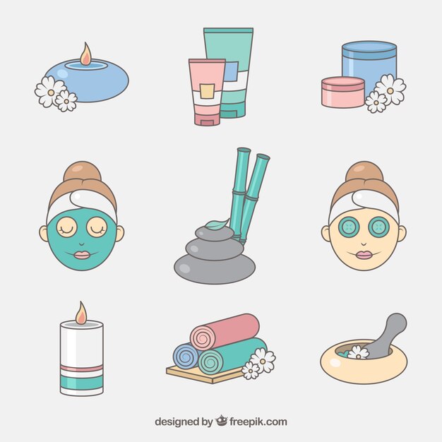 Bonita colección de elementos de spa