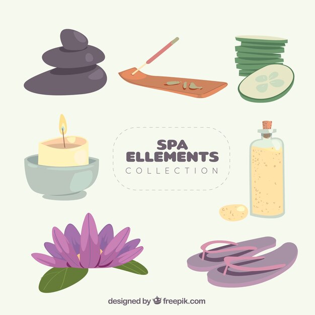 Bonita colección de elementos de spa