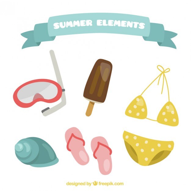 Bonita colección de elementos de verano