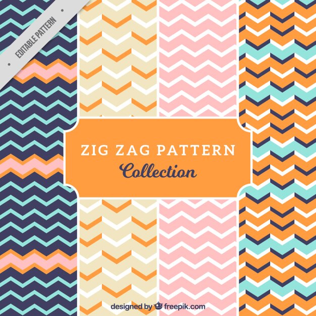Bonita colección de patrones zig-zag 