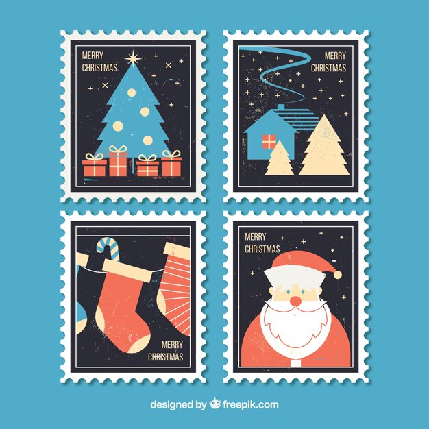 Bonita colección de sellos postales navideños