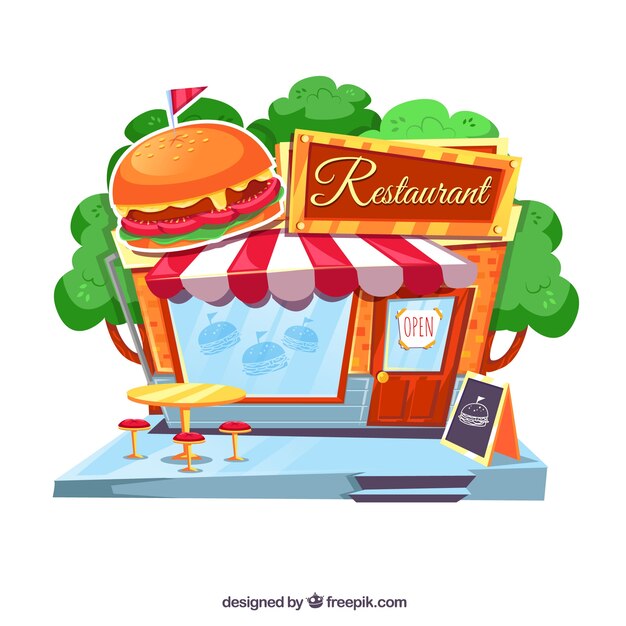 Bonita fachada retro de hamburguesería 