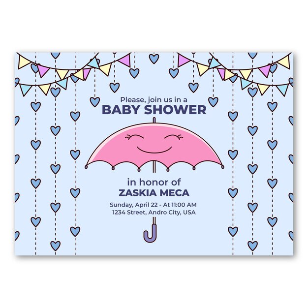 Bonita invitación para baby shower de chuva de amor