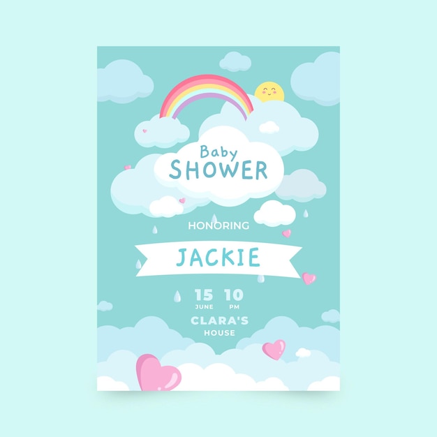 Bonita invitación para baby shower de chuva de amor
