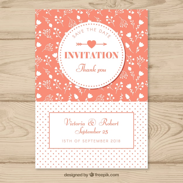 Vector gratuito bonita invitación de boda azul en estilo vintage