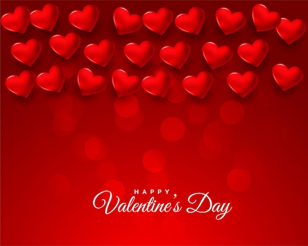 Bonita tarjeta de celebración roja del día de san valentín 3d