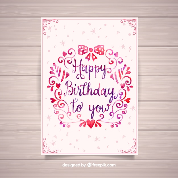 Bonita tarjeta de cumpleaños en acuarela