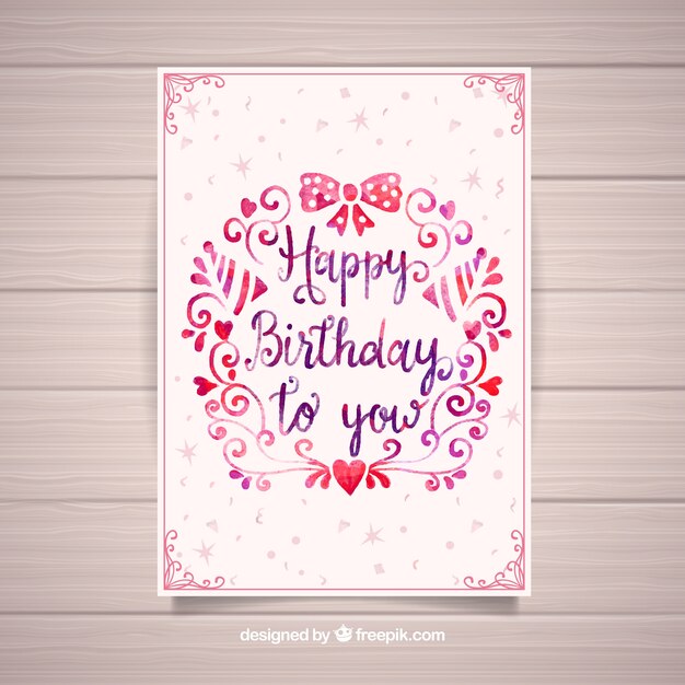 Bonita tarjeta de cumpleaños en acuarela