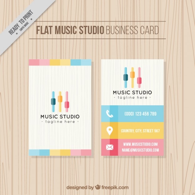 Vector gratuito bonita tarjeta flat para un estudio de música
