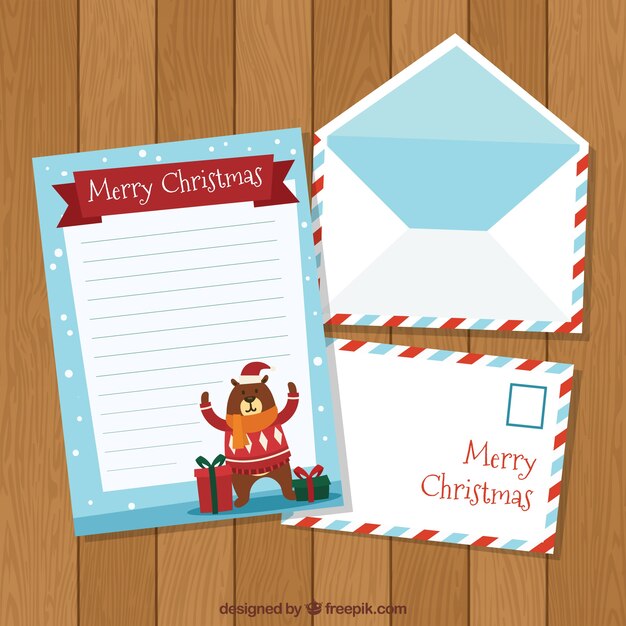 Bonita tarjeta de navidad con sobre