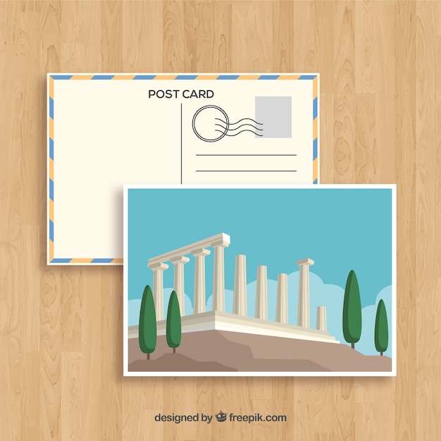 Bonita tarjeta postal dibujada a mano de un viaje