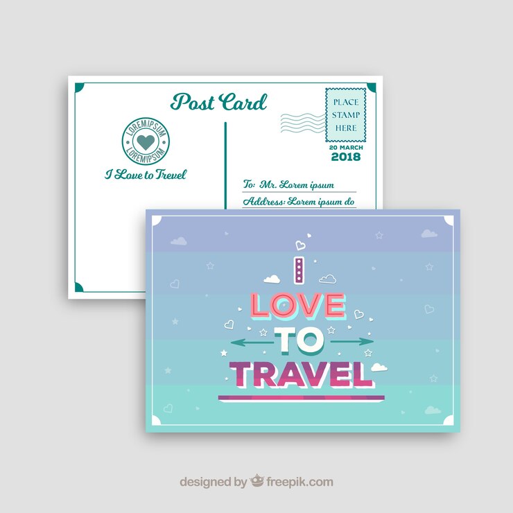 Vector gratuito bonita tarjeta postal de un viaje