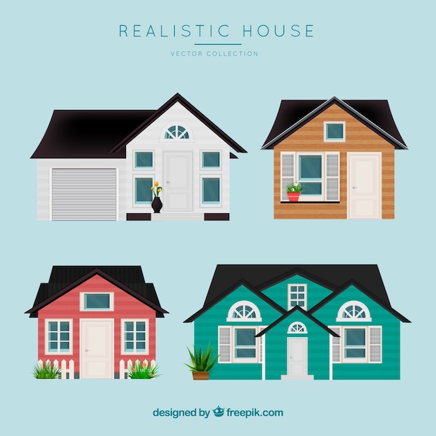 Vector gratuito bonitas casas realistas