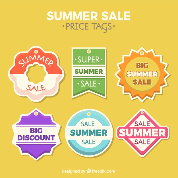 Bonitas etiquetas de rebajas de verano