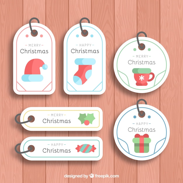 Vector gratuito bonitas etiquetas simples de navidad