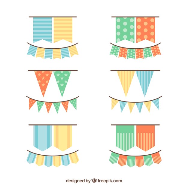 Bonitas guirnaldas de cumpleaños en diseño plano