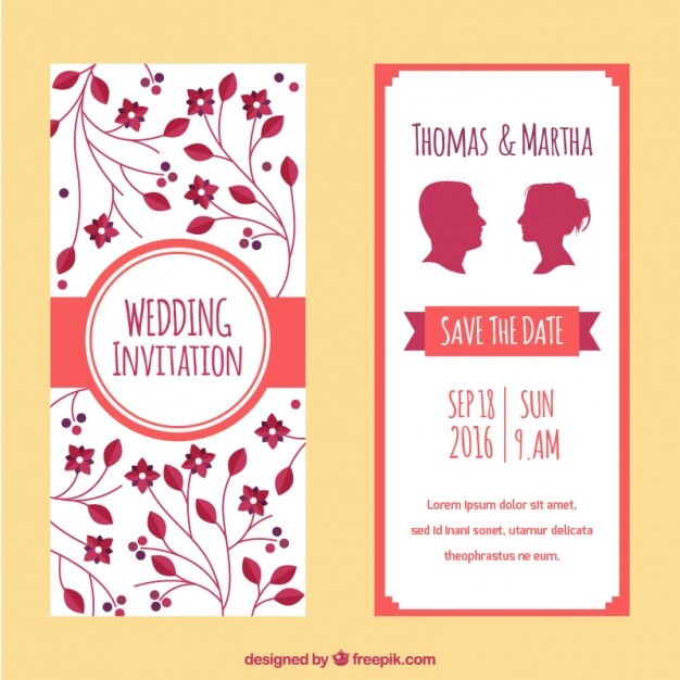 Bonitas invitaciones de boda floral y con siluetas