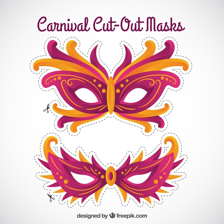 Vector gratuito bonitas máscaras recortables de carnaval