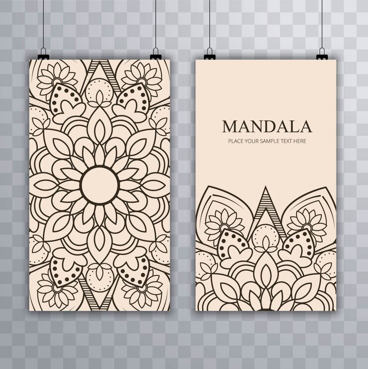 Vector gratuito bonitas pancartas de mandala dibujados a mano 