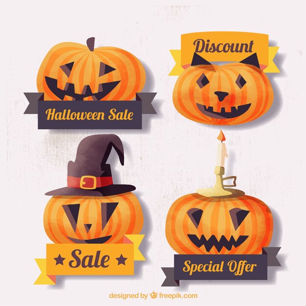 Bonitas pegatinas de calabaza de halloween de ofertas