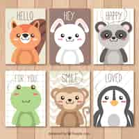 Vector gratuito bonitas tarjetas de animales