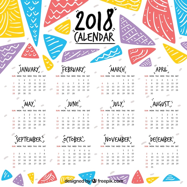 Vector gratuito bonito calendario 2018