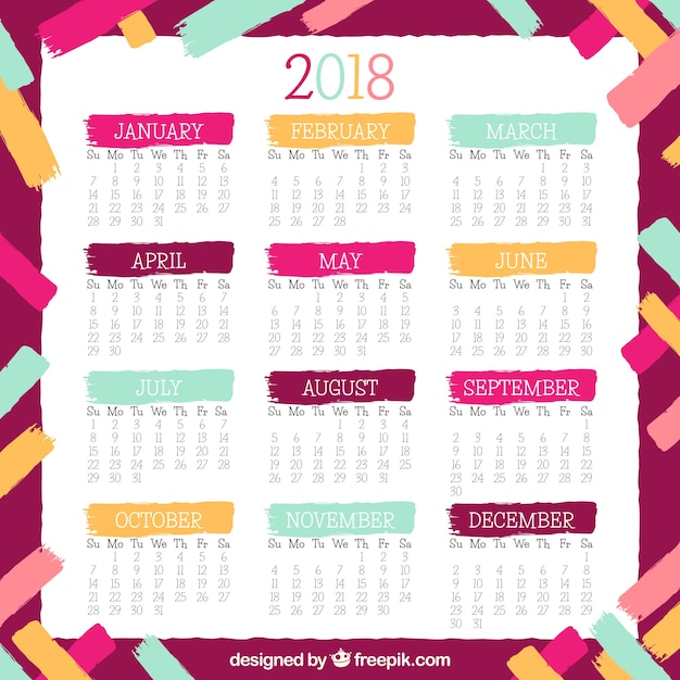 Vector gratuito bonito calendario 2018