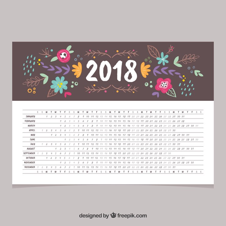 Vector gratuito bonito calendario 2018