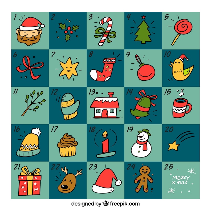 Vector gratuito bonito calendario de adviento
