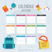 Vector gratuito bonito calendario escolar 2017
