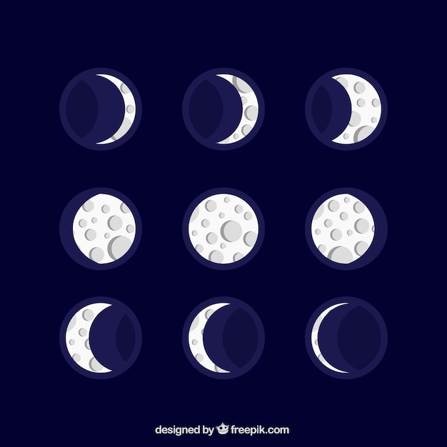 Bonito calendario lunar en diseño plano 