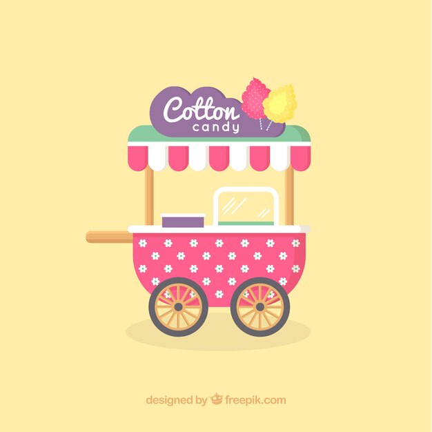 Bonito carrito vintage de algodón de azúcar 