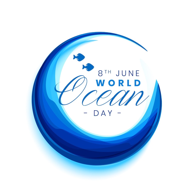 Vector gratuito bonito cartel del día mundial de los océanos del 8 de junio para salvar y limpiar la naturaleza