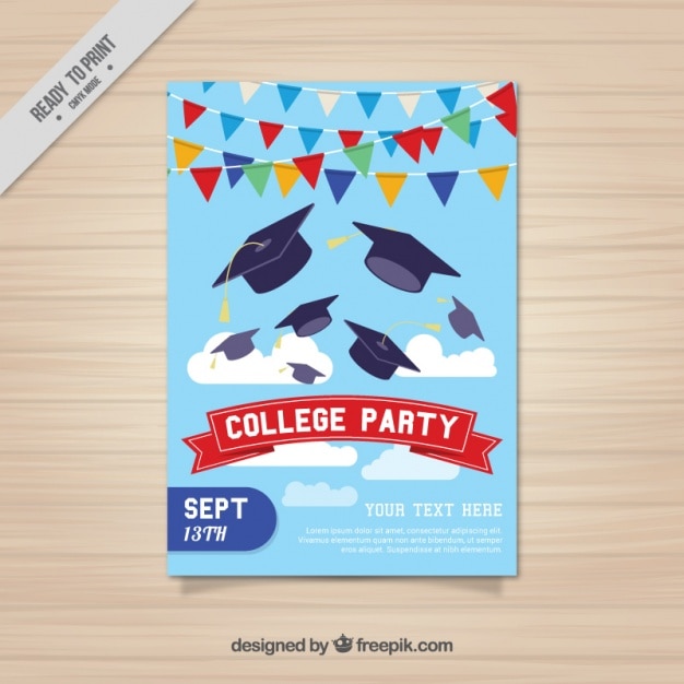 Vector gratuito bonito cartel para fiesta universitaria