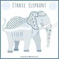 Vector gratuito bonito elefante étnico azul