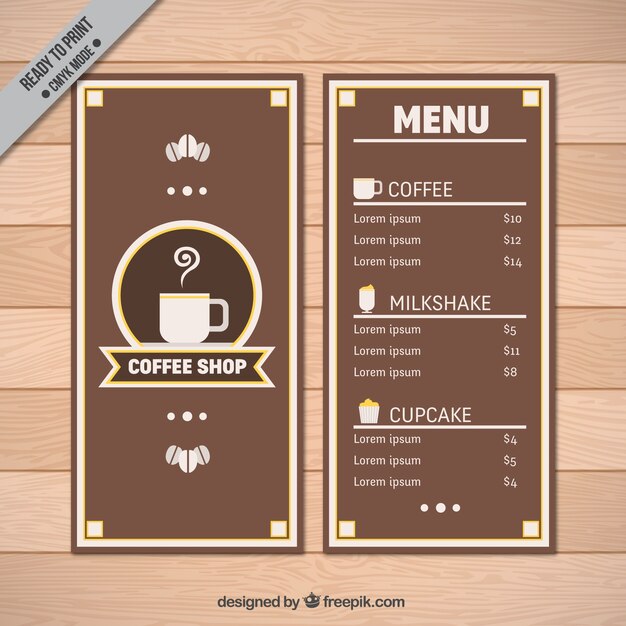 Bonito y elegante menú retro de cafetería
