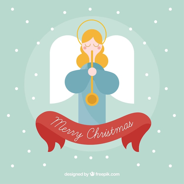 Vector gratuito bonito fondo con un ángel de navidad