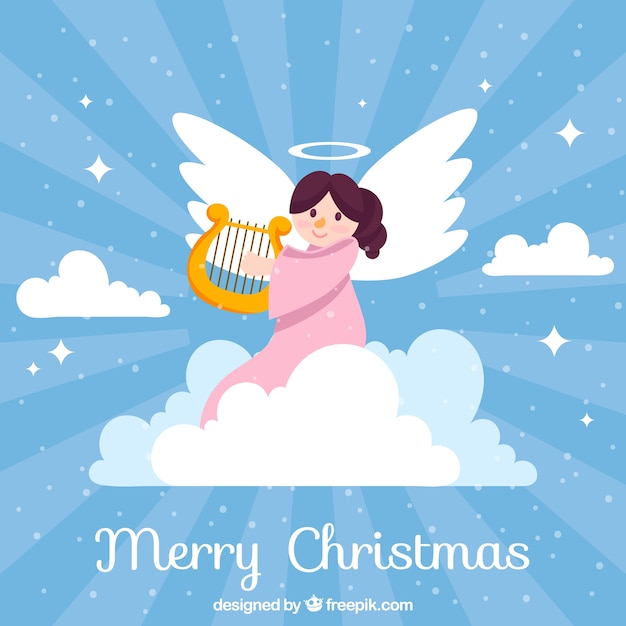 Vector gratuito bonito fondo de ángel navideño