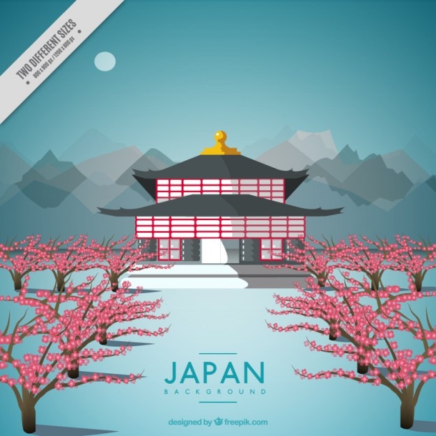 Vector gratuito bonito fondo de la arquitectura japonesa