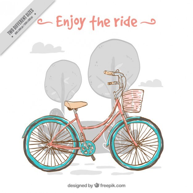 Bonito fondo de bici dibujado a mano en estilo vintage