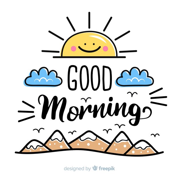 Bonito fondo caligráfico de buenos días