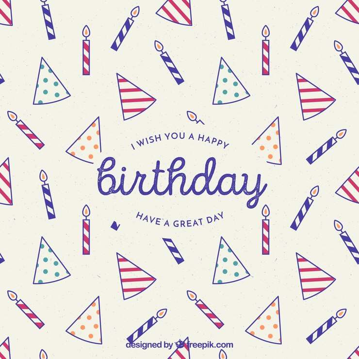 Vector gratuito bonito fondo de cumpleaños con gorro y velas