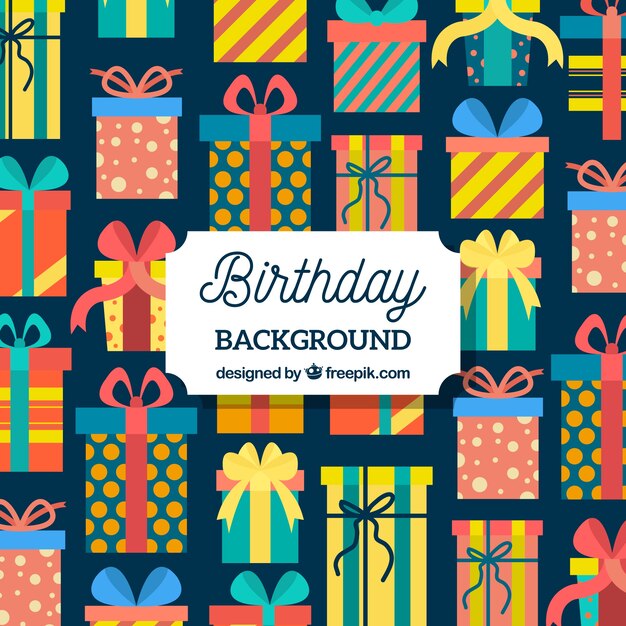 Bonito fondo decorativo de regalos de cumpleaños