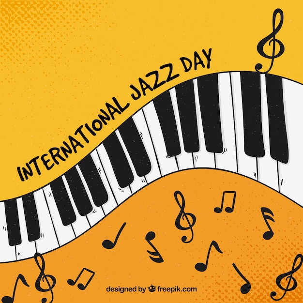 Vector gratuito bonito fondo dibujado a mano para el día internacional de jazz