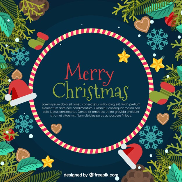 Bonito fondo de feliz navidad en diseño plano