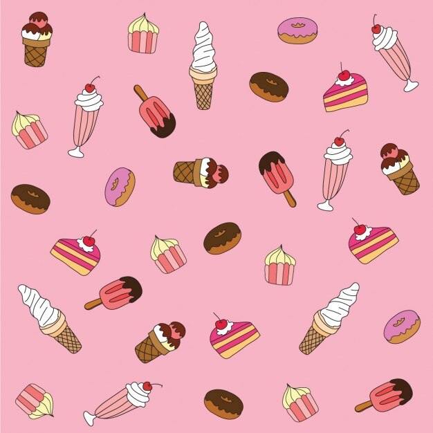 Bonito fondo de helados y pasteles