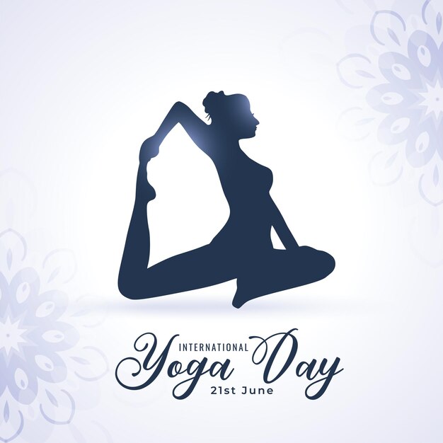 Bonito fondo de silueta de mujer para el 21 día mundial del yoga