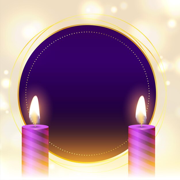 Bonito fondo de velas de adviento púrpura con espacio de texto