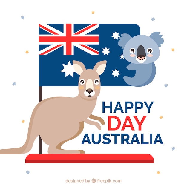 Vector gratuito bonito koala y canguro para celebrar el día de australia