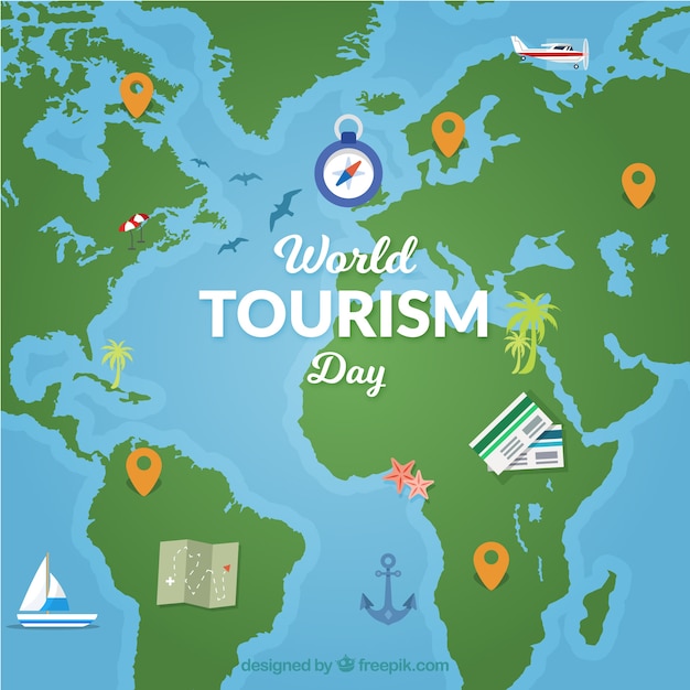 Bonito mapa para el día mundial del turismo